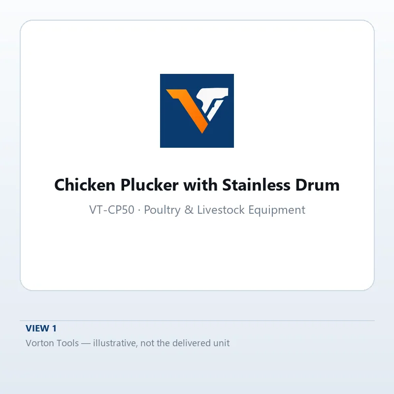 Vorton Tools chicken plucker with stainless drum, rubber fingers and water connection