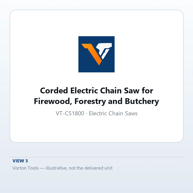 Chain, bar and tensioning screw detail on the electric chain saw