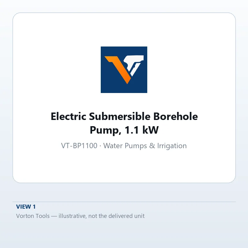 Vorton Tools 1.1 kW electric submersible borehole pump, stainless steel body