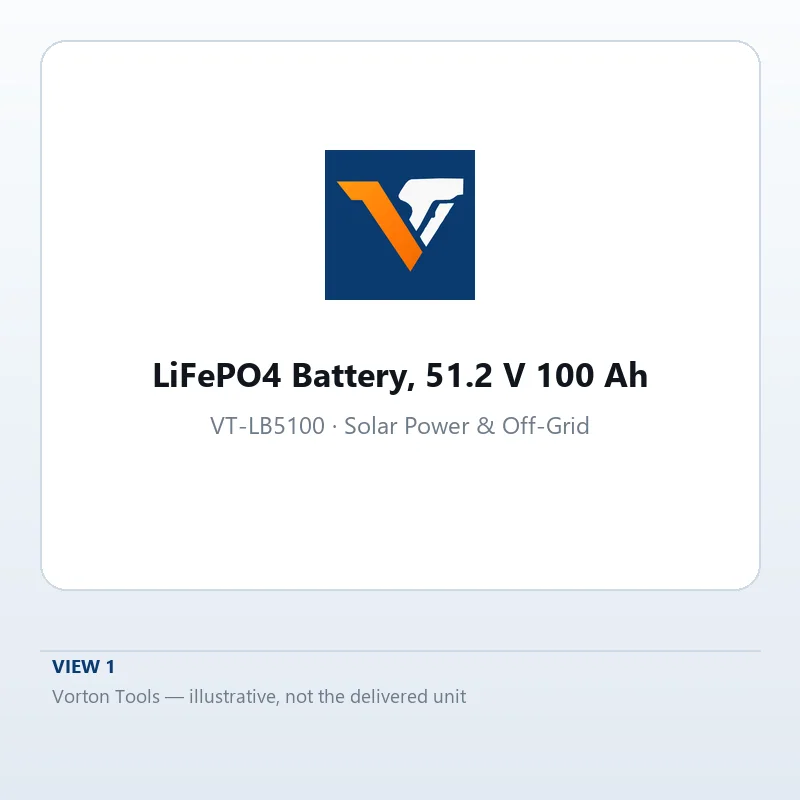 Vorton Tools LiFePO4 solar storage battery, 51.2 V 100 Ah, with integrated BMS